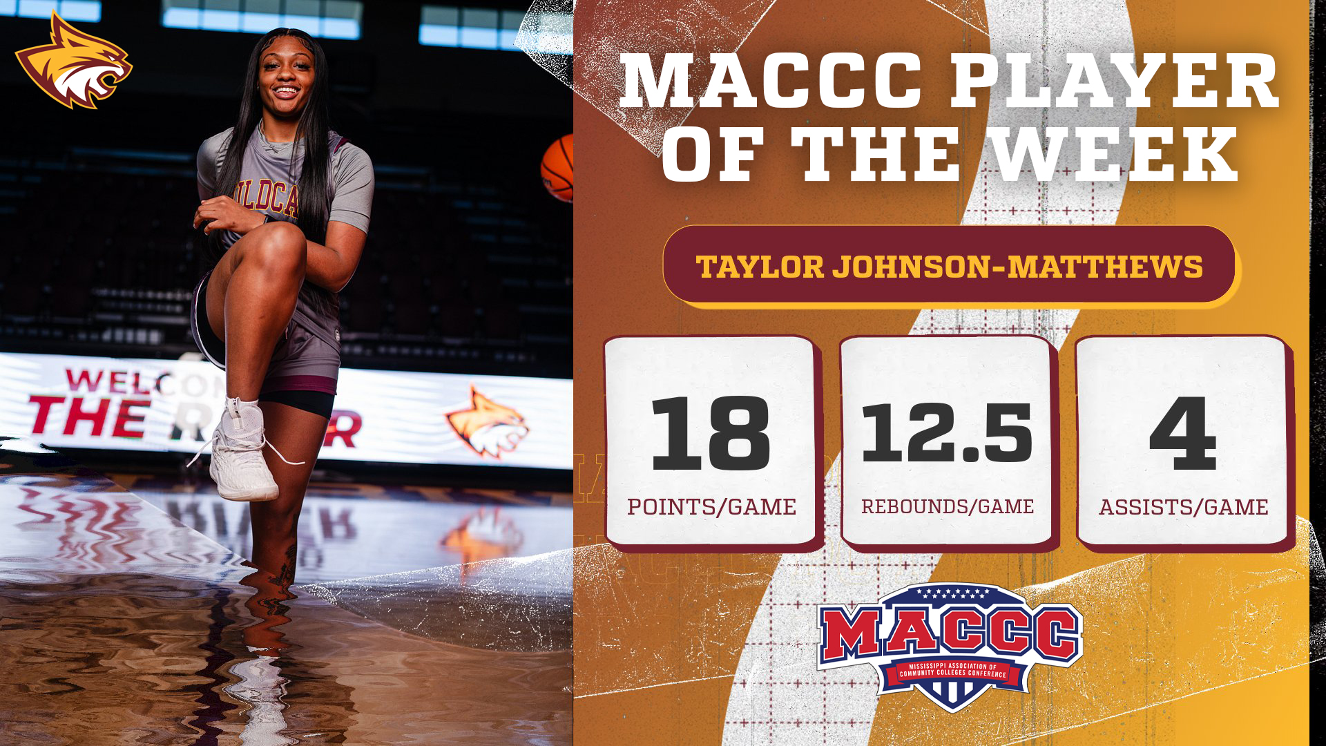 No. 11 PRCC's Taylor Johnson-Matthews named MACCC Player of the Week