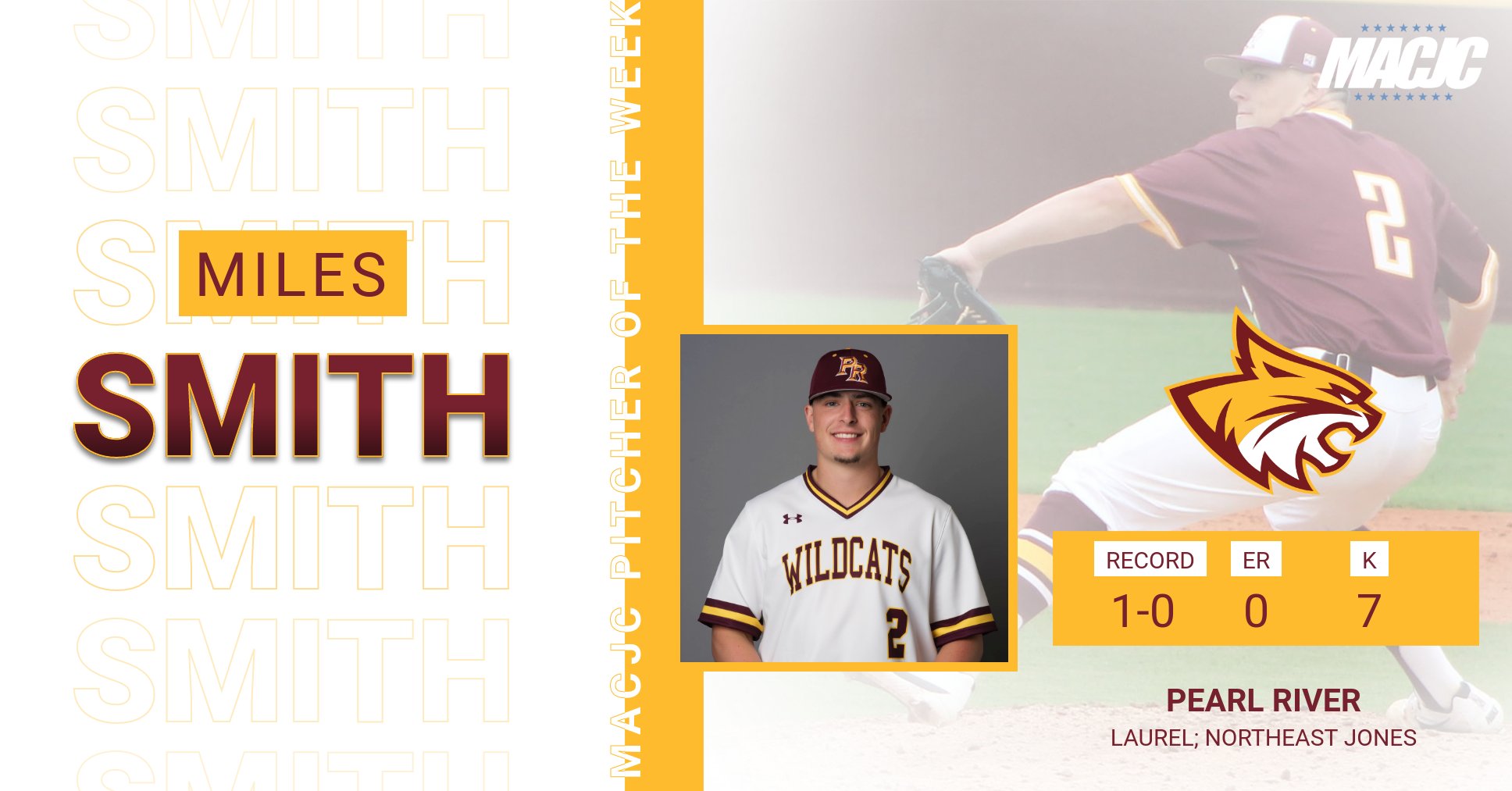 Pearl River's Miles Smith named MACJC Pitcher of the Week