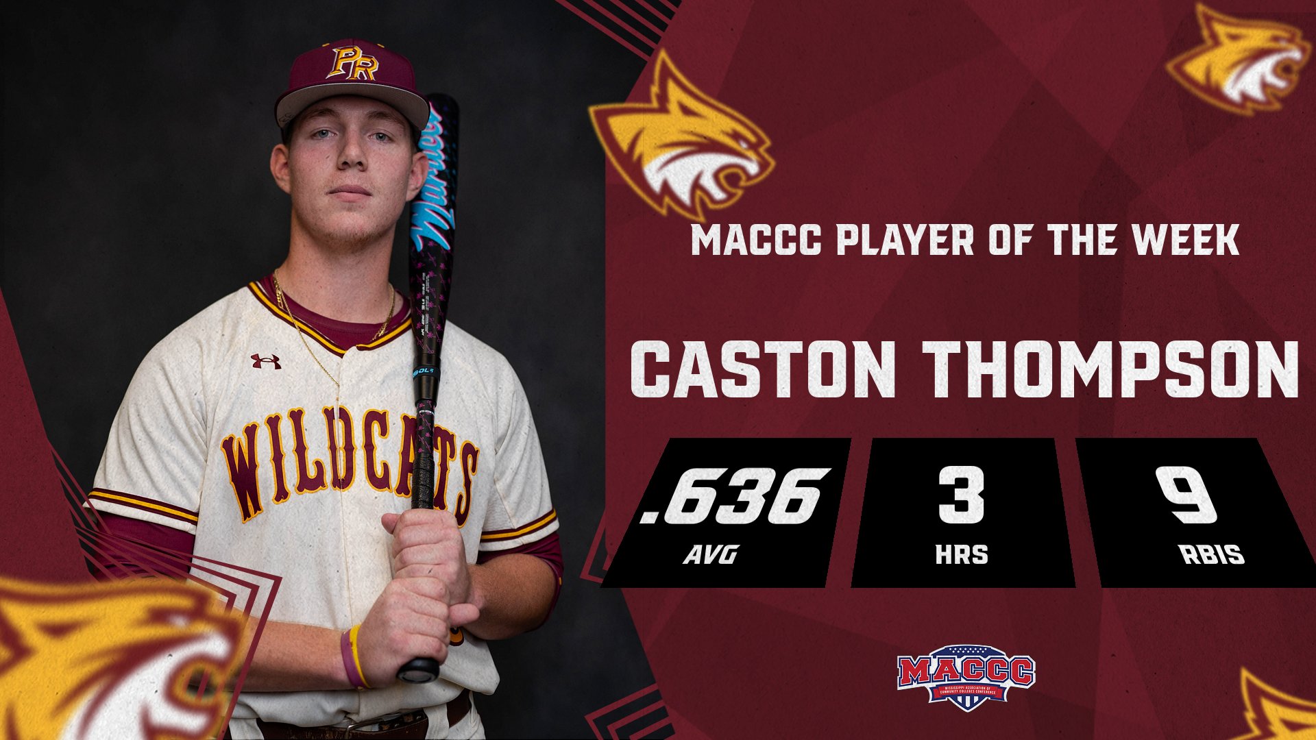 No. 2 Pearl RIver's Caston Thompson named MACCC Player of the Week