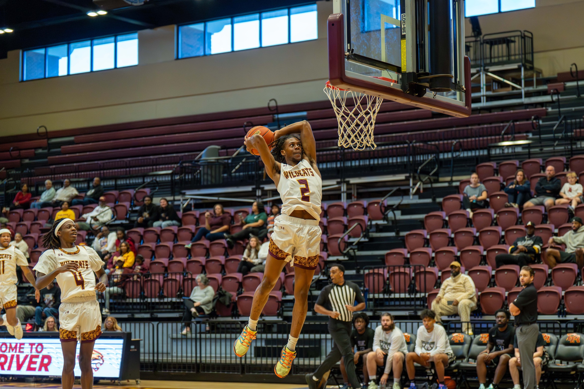 Pearl River's Christian Gilliland goes up for a two-handed slam dunk.