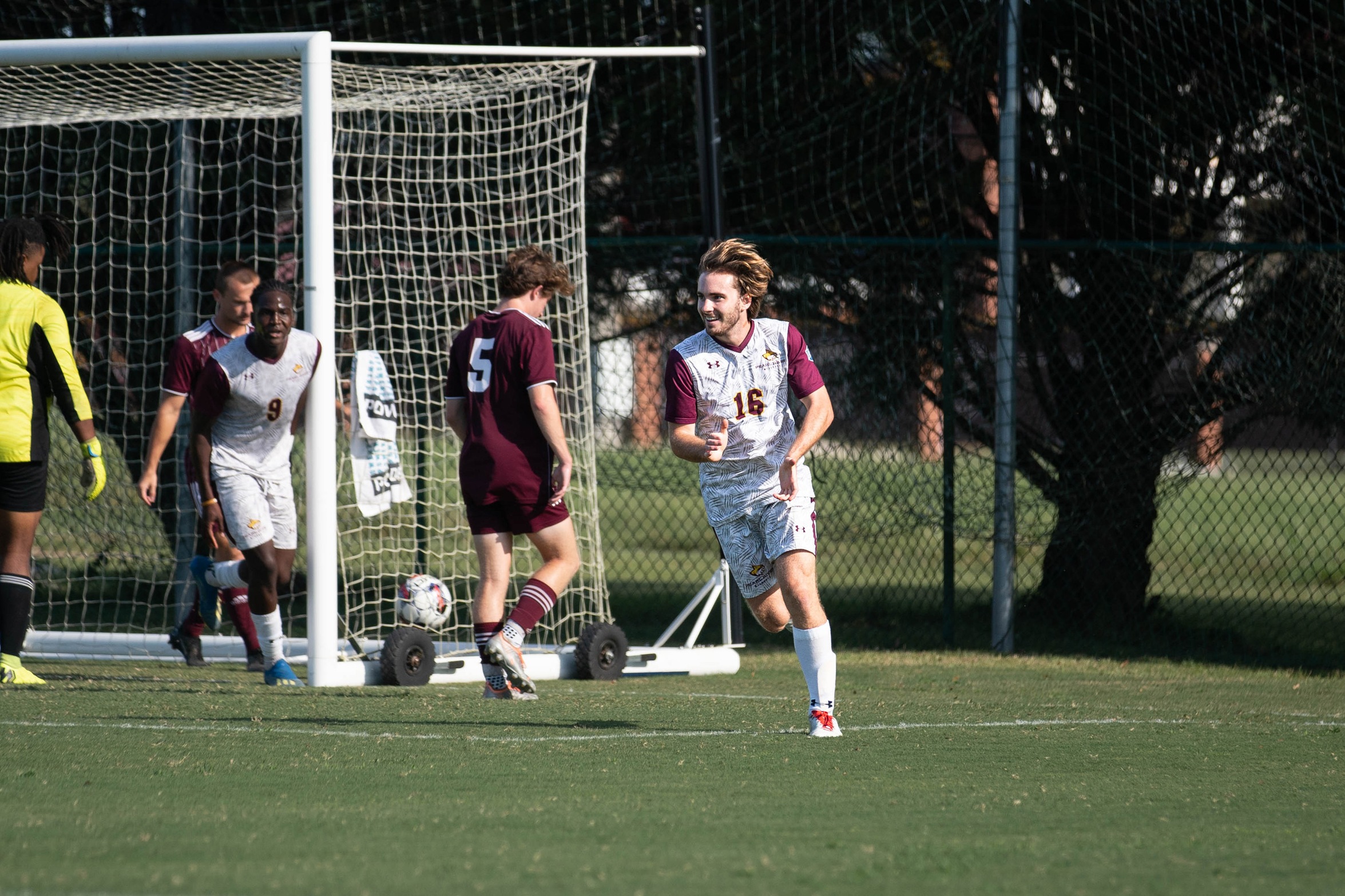 Jackson Meeks (Biloxi; D'Iberville) celebrates after scoring his first Pearl River goal. (River Roderick/PRCC Athletics)
