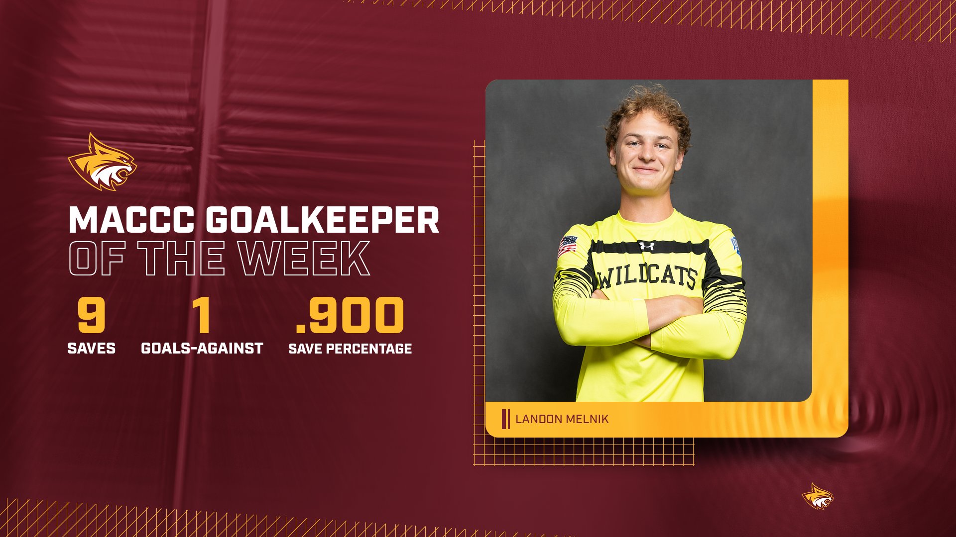 No. 12 PRCC's Landon Melnik named MACCC Goalkeeper of the Week