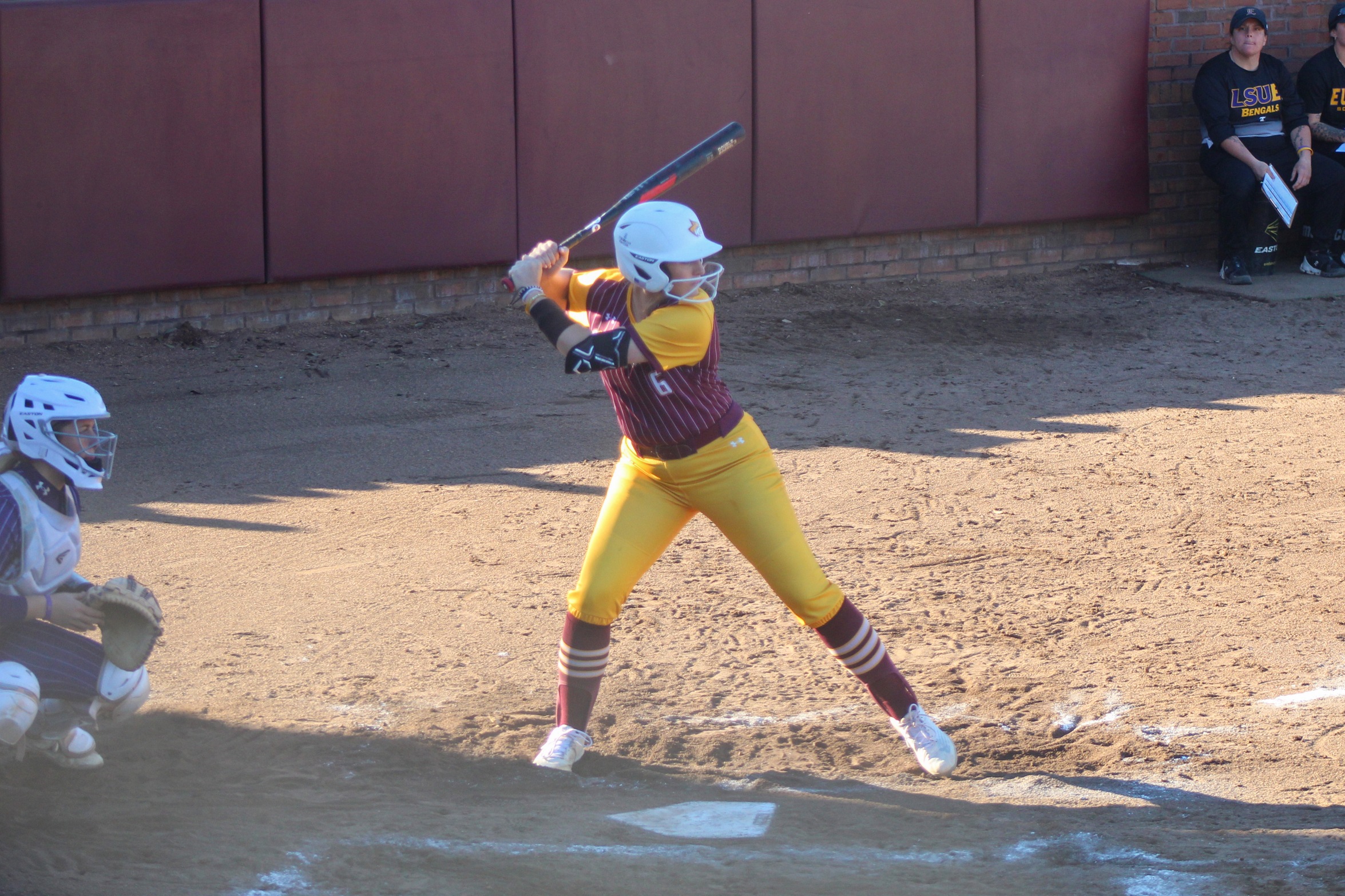 Lainee Bailey (Walker, La.) prepares for a pitch against No. 10 LSU Eunice (Hannah Mills/PRCCAthletics).