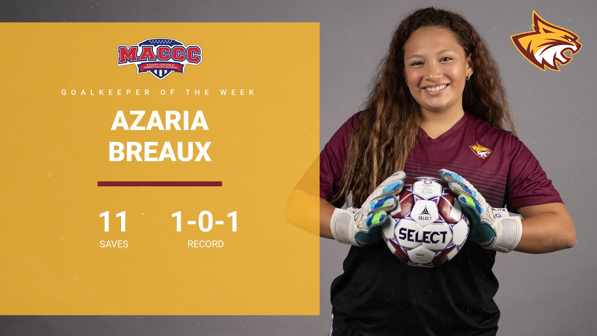 Pearl River&rsquo;s Azaria Breaux named MACCC Goalkeeper of the Week