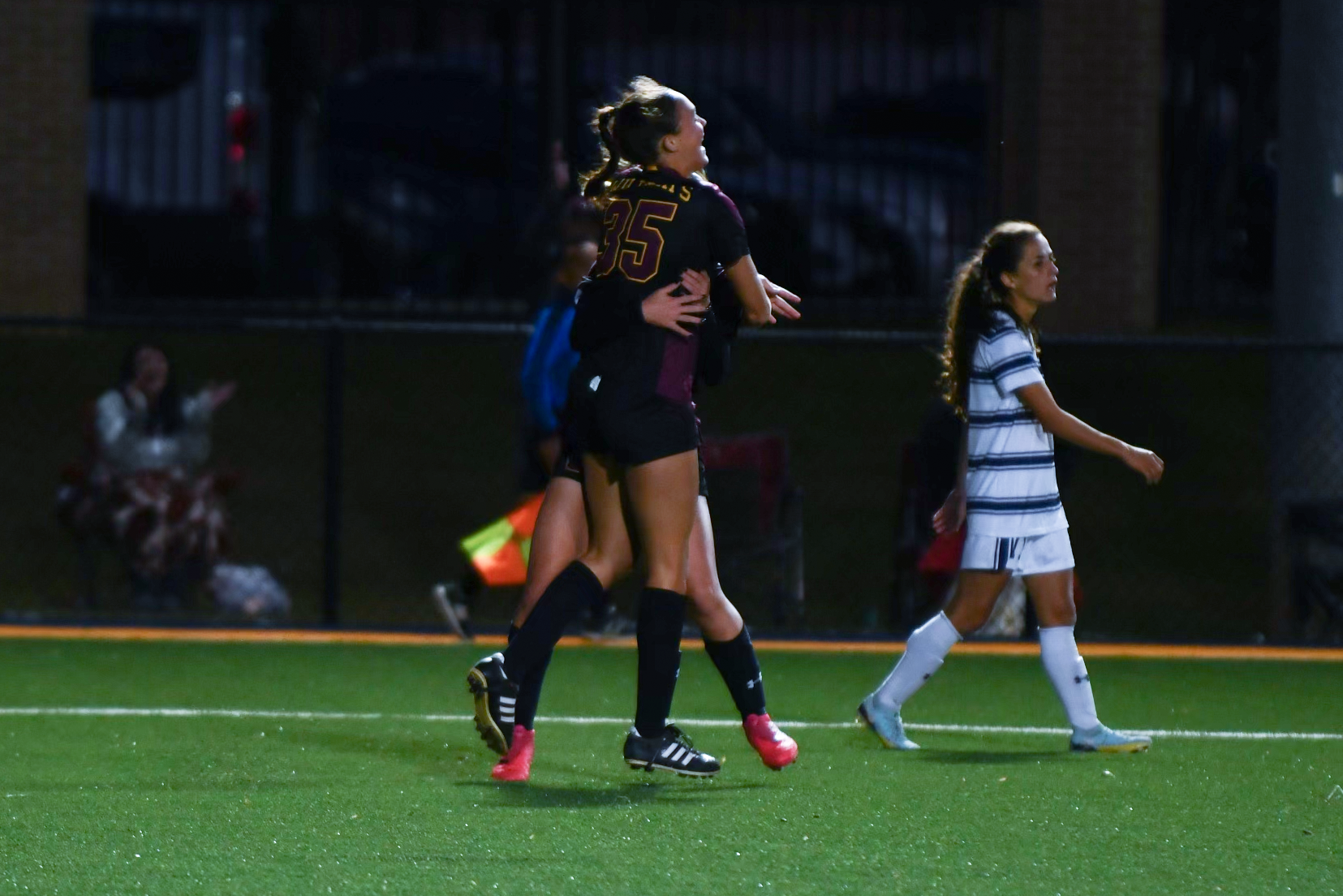 Jess Harrison (Gulfport; St. Patrick) celebrates after netting an 83rd minute goal to lift No. 11 Pearl River past Gulf Coast. (Richard Gleber/PRCC Athletics)